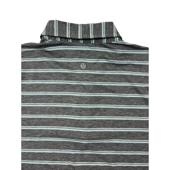 Lululemon Evolution Polo Shirt Mens Size Medium M Gray Striped Short Sleeve Golf - Picture 6 of 6